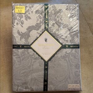 Waterford Vermeil Floral Damask Tablecloth brand new 126 x 68 inch